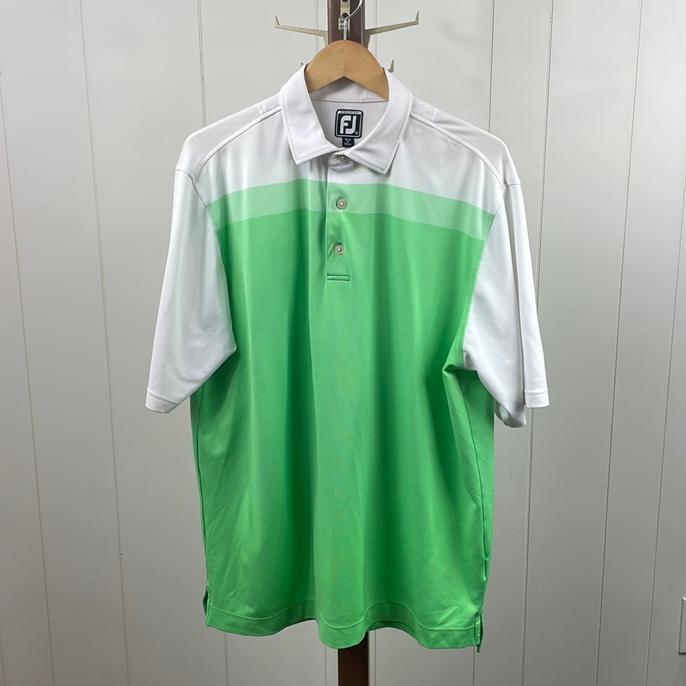 FootJoy Green and White Short Sleeve Golf Polo